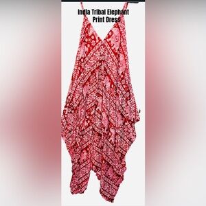 ❤️🐘BOHEMIAN Red Tribal Elephant Print Sundress❤️